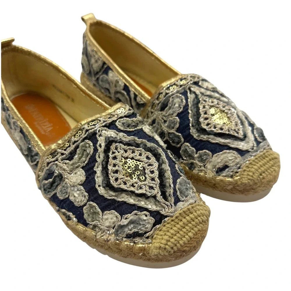 Patrizia Spring Step Jute Sequin Espadrilles Slip On Shoes Womens Sz 38/7.5-8